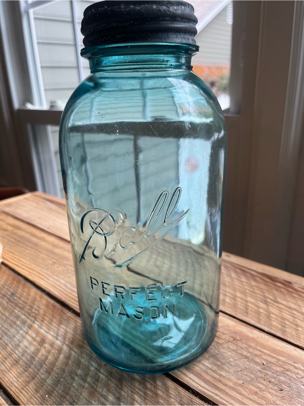 Vintage Ball “Perfect Mason” Aqua Glass Jar